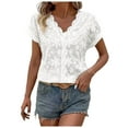 thumbnail image 1 of Women's Fashion Embroidered V Neck Casual T-Shirt Lace Patchwork Blouse Top Comfortable Stylish Tee, 1 of 2
