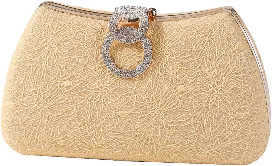 Women's Fashion Evening Bag Rhinestone Decrated Clutch Handbag with Chain