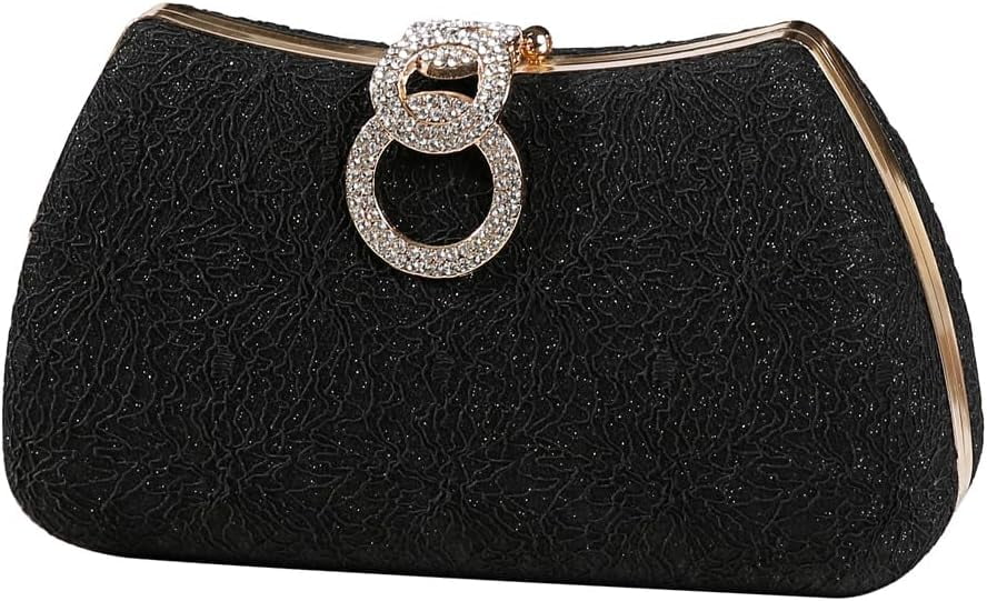 Women's Fashion Evening Bag Rhinestone Decrated Clutch Handbag with Chain