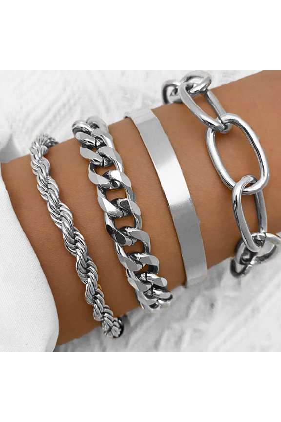 Women's Fashion Exaggerated Punk Bracelet Hemp Noodles Bracelet Suit