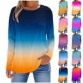 thumbnail image 1 of Women's Fashion Fallow Printing Round Neck Long Sleeve T-Shirt Top Blouse Casual Loose Fit Soft Cotton Blend Tunic Length Fall Style | CSEONE,Pink L, 1 of 9