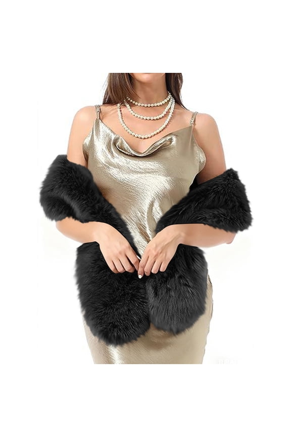 Women’s Fashion Faux Fur Sweater Shawl With Long Fur Collar Thickened Warm Soft Comfortable Stylish Versatile For Cool Weather Outfits & Commute