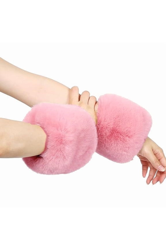 Women's Fashion Faux Fur Wrist Cuff Bracelet - Soft Plush Wristband for Winter Warmth, Stylish Hand Accessory Gift,G