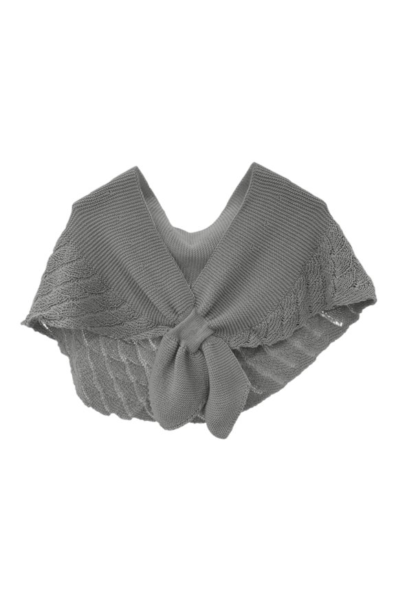 Women's Fashion Fish Tail Pattern Small Shawl Elegant Knitted Shoulder Wrap Fake Collar Scarf Gray