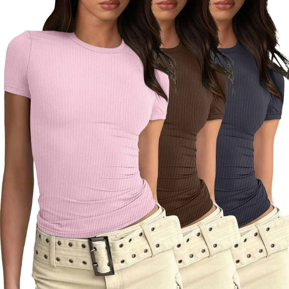 Women's Fashion Fitted Short Sleeve Basic Tee - Slim Fit Polyester Shirt, Summer Casual Top, S-XXL Sizes, Floral Print, Suitable for Multiple Occasions