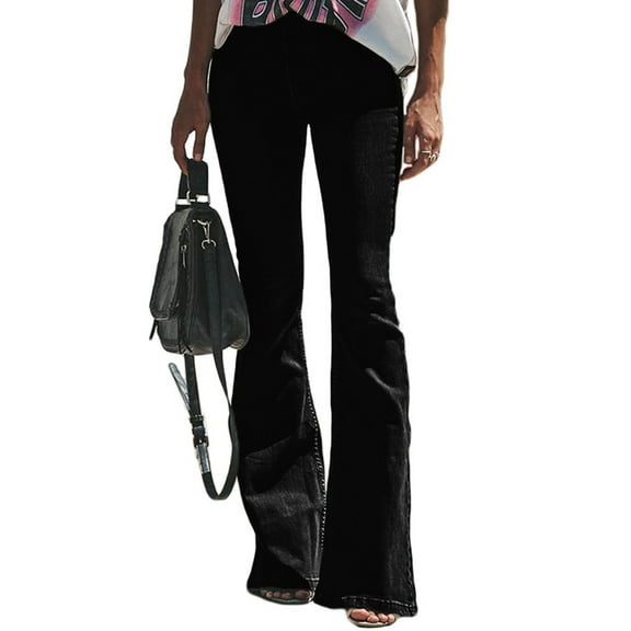Women's Fashion Flare Casual Solid Color Jeans Denim Boyfriend Corduroy Pants Womens Clothes Classic plus Jean for Woman Womens on Pants Tall Mod Mom Tall Women on Pants Designer Wide Leg Pants for