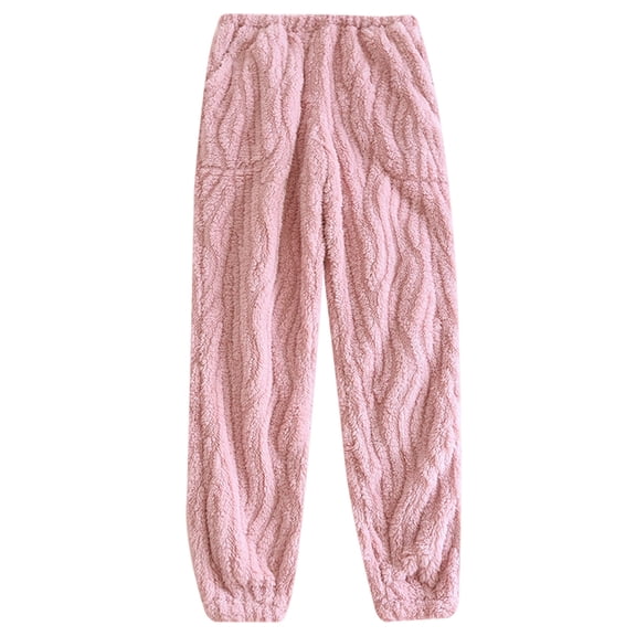 Women's Fashion Fleece Lined Pajama Pants, Thickened Warm Sleepwear, Snug Winter Pajamas for Cozy Nights and Holiday Season,Pink,M