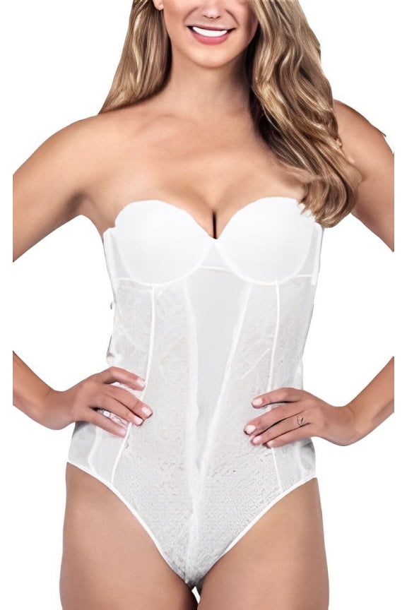 Women's Fashion Forms 29073 Lace Backless Strapless Bodysuit (Off White L)