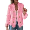 thumbnail image 1 of Women's Fashion Fringe Cardigan - Long Sleeve Open Front Tassel Coat, Stylish Party & Daily Fall Outfit, Pink Size XL, 1 of 5