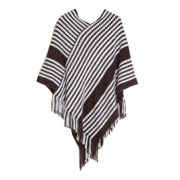 Women's Fashion Fringe Spring And Autumn Winter Batsleeve Sweater Pullover Striped Cape Sweater Shawl Ladies Wraps And Shawls Or Capes Shawl for Women plus Size Scarf Wraps for Women Evening Wraps And