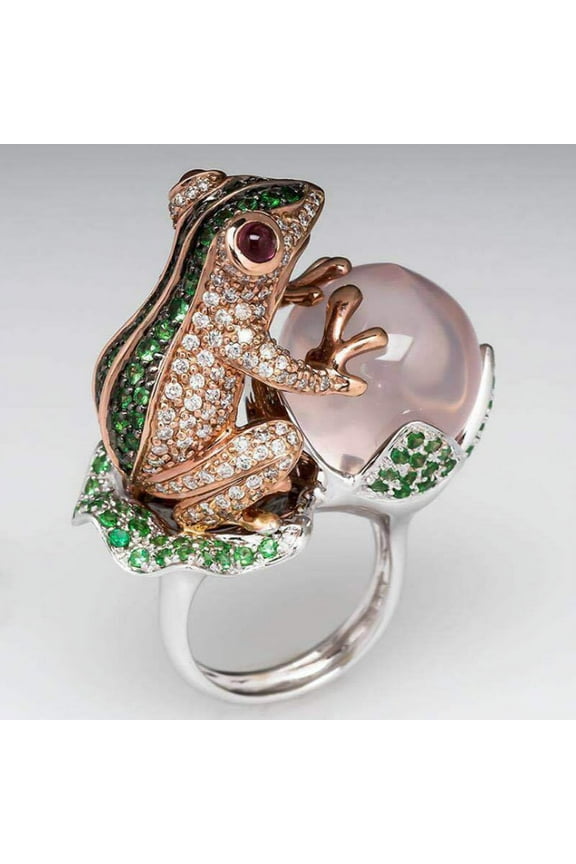 Women's Fashion Frog Golden Toad Bead Ring
