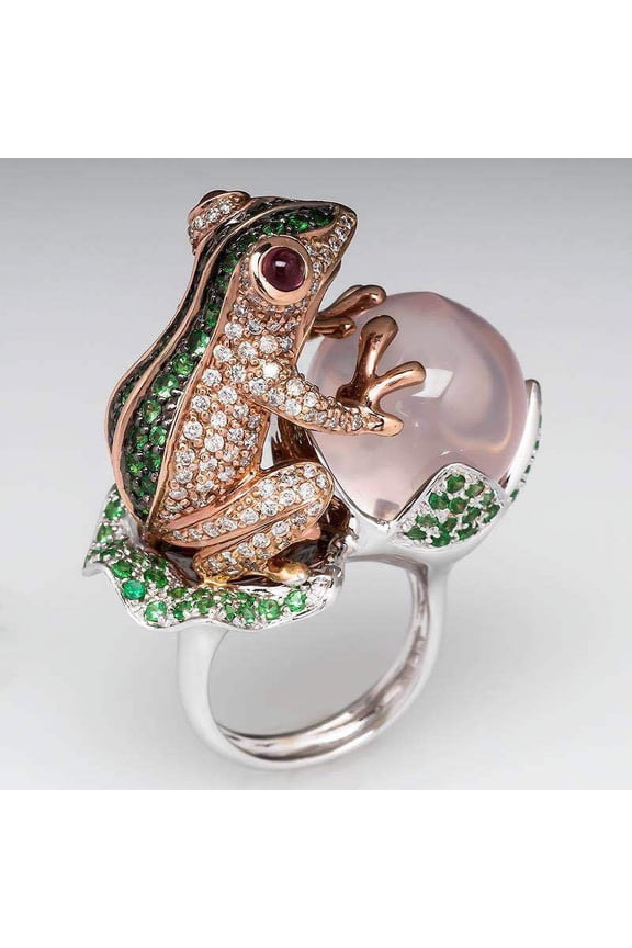 Women's Fashion Frog Golden Toad Bead Ring