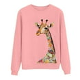 thumbnail image 1 of Women's Fashion Giraffe Print Drop Shoulder Sweatshirt Hoodless Pullover Top Plus Size Casual Comfortable Soft Long Sleeve Tunic Blouse, 1 of 4