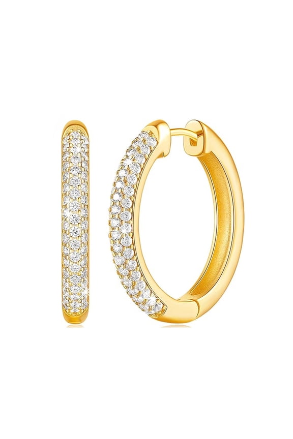 Women's Fashion Gold Hoop Zirconia Earrings Set, 18K Gold Plated Lightweight Gold Hoop Earrings, Chunky Open Hoop Earrings, Jewelry Gift for Everyday Party Outfit Decoration
