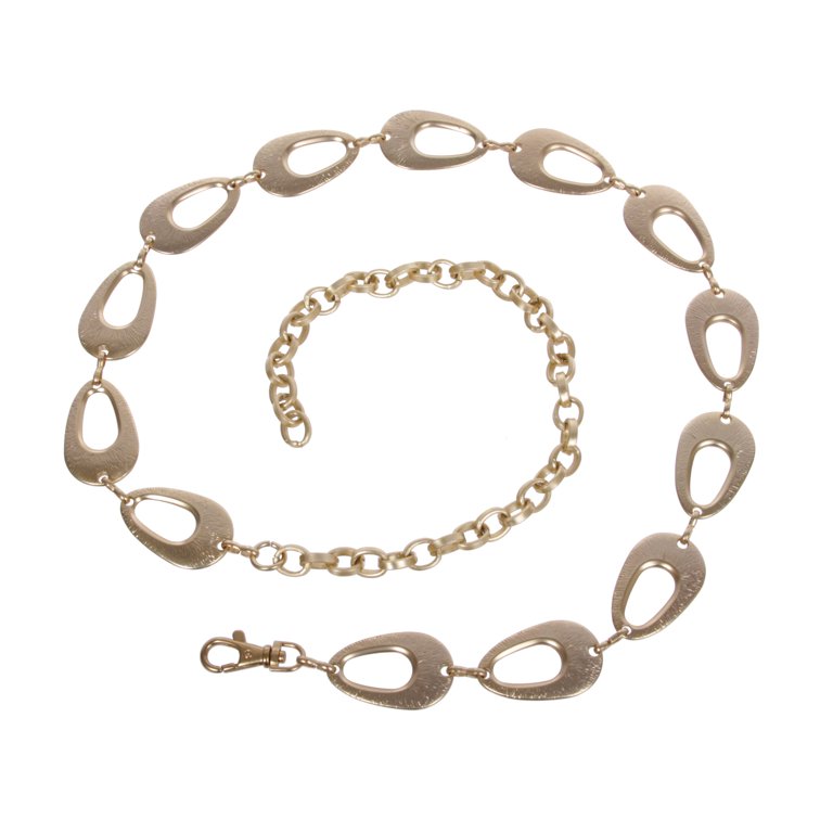 Gold tone metal chain belt O/S 80s 90s Gold Tone Metal Horse Bit Chain Belt | Gold Chain  main image 4