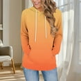 thumbnail image 1 of Women's Fashion Gradient Color Hoodies Long Sleeve Lightweight Pullover Drawstring Hood Tops with Kangaroo Pocket (M, Orange), 1 of 6