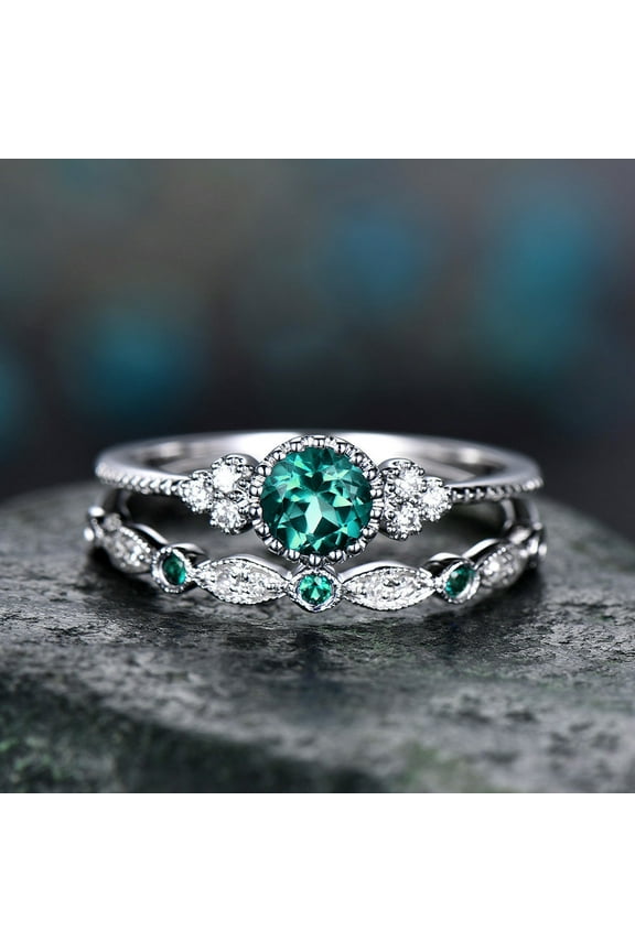 Women's Fashion Green Zircon Alloy Sapphire Ring