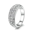 thumbnail image 1 of Women's Fashion Half Side Three Row Cubic Zirconia Copper Ring, Geometric Electroplated Ring, European and American Style, 1 of 3