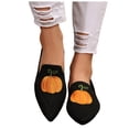 thumbnail image 1 of Women's Fashion Halloween Ballet Flats Pointed Toe Embroidery Knit Loafers Breathable Casual Dressy Shoes, 1 of 7