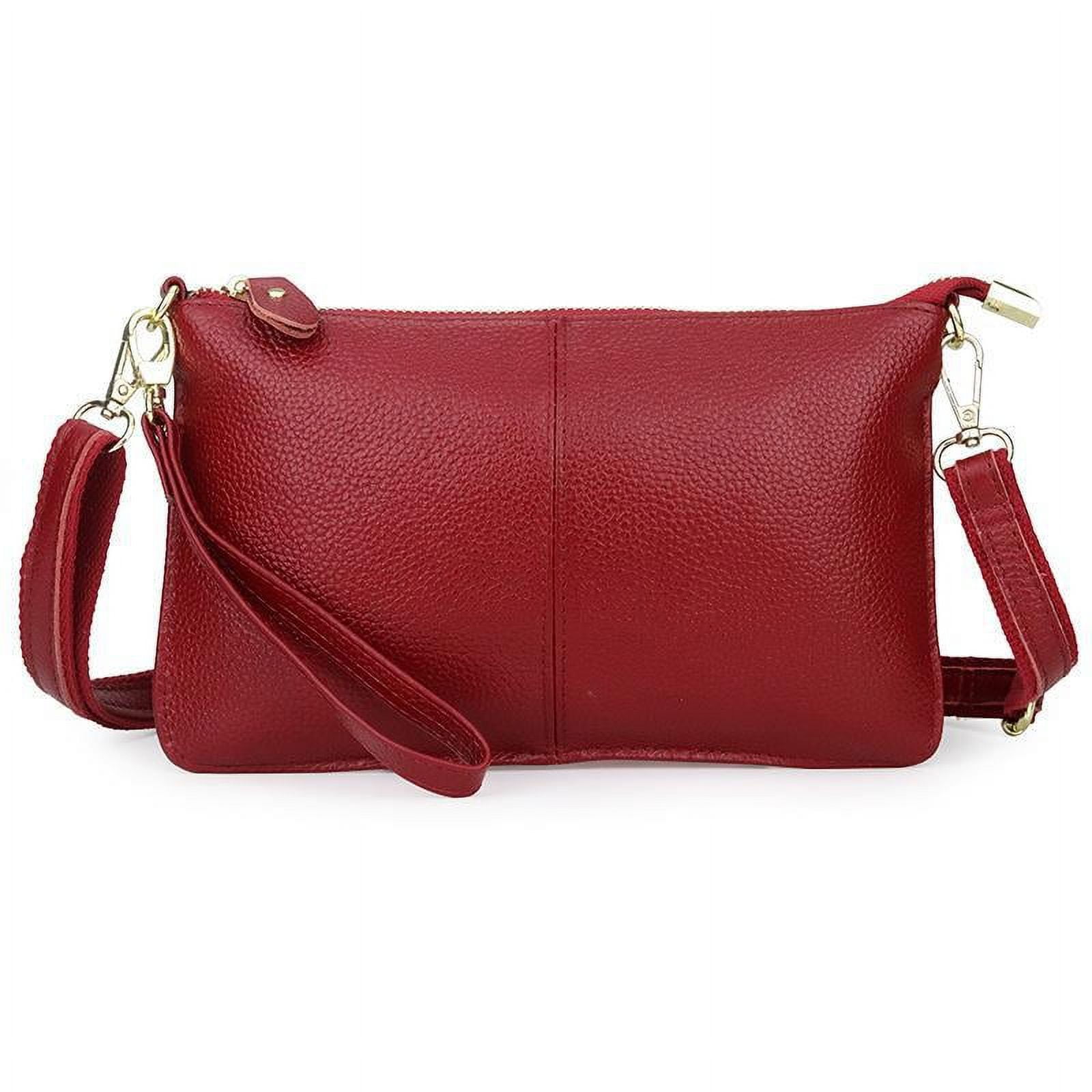 Women s Fashion Handbags Solid Color PU Leather Shoulder Bag Wine Red