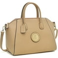 thumbnail image 1 of Women's Fashion Handbags Top Handle Tote Bags Vegan Leather Shoulder Purses, Beige, 1 of 4