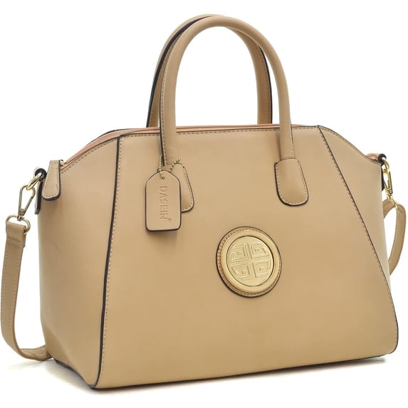 Women's Fashion Handbags Top Handle Tote Bags Vegan Leather Shoulder Purses, Beige
