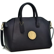 Women's Fashion Handbags Top Handle Tote Bags Vegan Leather Shoulder Purses, Black