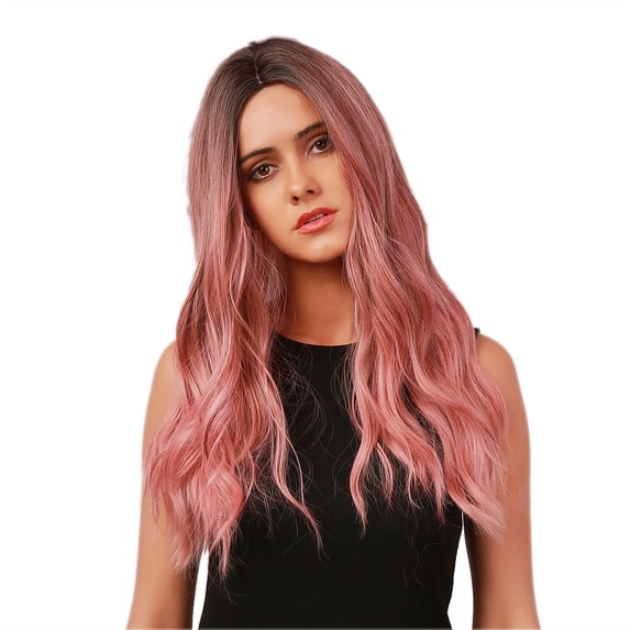 Women's Fashion Head Dyed Black Gradient Golden Long Straight Wig