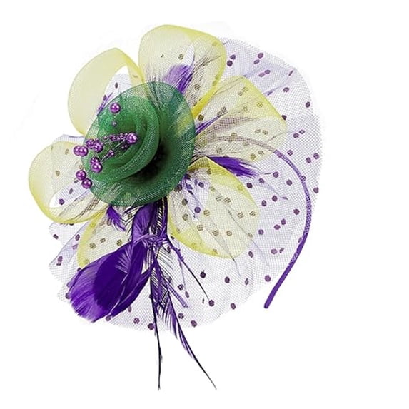Women's Fashion Headband Elegant Mesh Tulle Halloween Decor Hat Clip Headband Headbands for Women Purple One Size