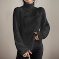 thumbnail image 1 of Women's Fashion High Neck Solid Color Pullover Knit Sweater With Split Hem And Sleeves Christmas Sweater Womens Sweaters Lightweight Mens Quarter Zip Woman Sweaters Sweatshirts Retro Snow Tipped, 1 of 7
