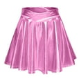thumbnail image 1 of Women's Fashion High Waist Pleated Solid Color Short Skirt Loose Metallic Skater Skirt Sparkly Shiny Flared A-Line Mini Skort for Stylish Occasions, 1 of 5