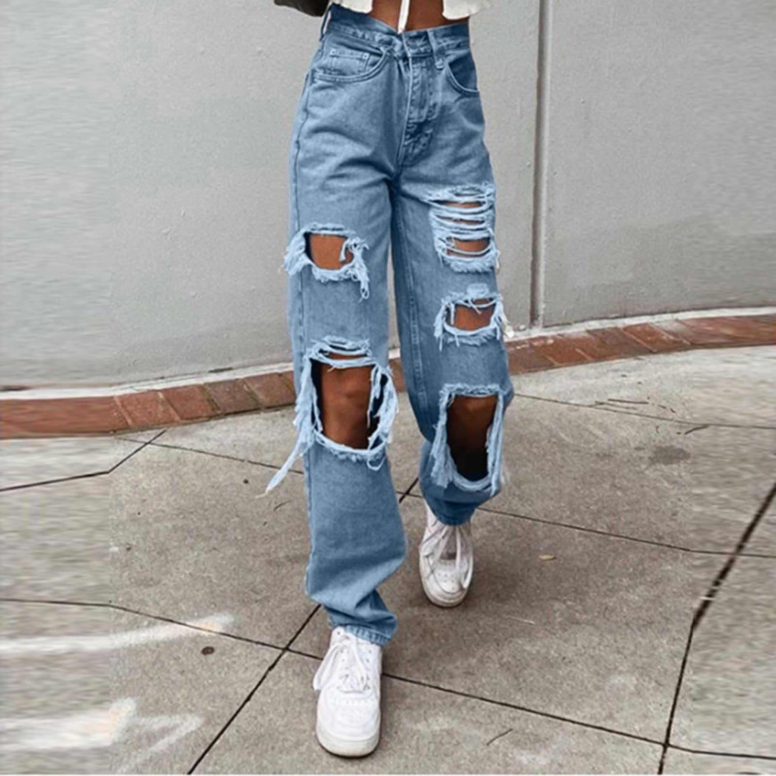 Light whiskered wide fit women's jeans