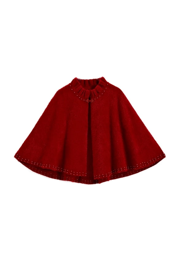Women's Fashion High-end Fringed Cheongsam Short Cardigan Shawl Solid Color Knitted Cape Red