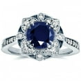 thumbnail image 1 of Women's Fashion Hollow Flower Inlaid Blue Zircon Ring, 1 of 2