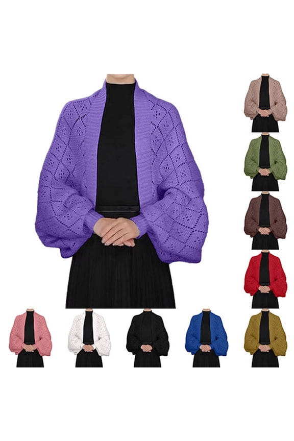 Women's Fashion Hollow Out Knitted Shawl Coat Wrap Cardigan For Layering