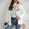 thumbnail image 1 of Women's Fashion Hooded Jacket Oversized Solid Color Thick Fleece Shoulder Detail, 1 of 7