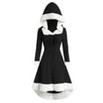 thumbnail image 1 of Women's Fashion Hooded Long Sleeve Patchwork Party Winter Casual Dress Elegant Comfortable Stylish Trendy Outfit, 1 of 2