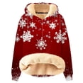 thumbnail image 1 of Women's Fashion Hooded Padded Thickened Warm Christmas Printed Loose Pullover Sweatshirt, 1 of 4