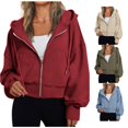 thumbnail image 1 of Women's Fashion Hoodie Full Zipper Short Sweatshirt Casual Comfort Gym Top Tan Hoodie Womens Zippe Hoodie Casual Clothe Oversize Hoodies Women Knitted Hoodie Sweater for Women Comfy Hoodies, 1 of 6
