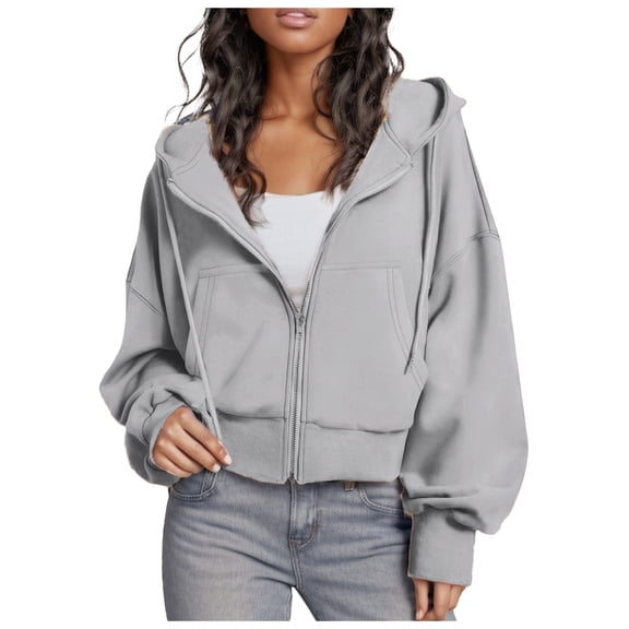 Women's Fashion Hoodie Full Zipper Short Sweatshirt Casual Comfort Gym Top