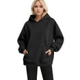 thumbnail image 1 of Women’s Fashion Hoodie – Lightweight Oversized Pullover with Kangaroo Pocket, Cozy Long Sleeve Sweatshirt for Daily Wear and Street Style Black, 1 of 5