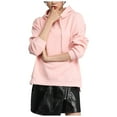 thumbnail image 1 of Women's Fashion Hoodie Loose Casual Long Sleeve Sweatshirt with Waist Slit Solid Color Comfortable Spring Autumn Coat, 1 of 2