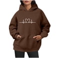 thumbnail image 1 of Women's Fashion Hoodie Winter Warm Loose Fit Plus Size Letter Print Drawstring Casual Sweatshirt for Outdoor Activities, 1 of 2