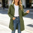 thumbnail image 1 of Women's Fashion Hoodies Drawstring Zipper Long Jacket Top Pocket Hooded Long Sleeve Solid Print for Casual Wear Womens Sweatshirts Army Green L, 1 of 5