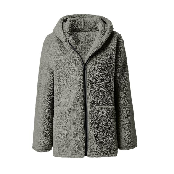 Women's Fashion Hoodies Solid Full Zip Hoodie Plush Skin-Friendly Everyday Style Sweatshirts for Women Grey XXL