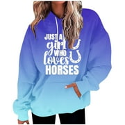ZTGADU Women's Fashion Hoodies & Sweatshirts Just A Girl Who Loves Horses Horse Girls Hoodies Women Gift Horse Pullover Hoodie Novelty Funny Tie Dye Animal Graphic Sweatshirts With Pocket