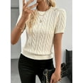 thumbnail image 1 of Women's Fashion Inspiration Twisted Rope Decorative Round-Neck Sweater, 1 of 5