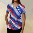 thumbnail image 1 of Women's Fashion July 4th Independence Day Printed Blouse, 250 Anniversary USA ScrubsTop forWomen, Short Sleeve V-neck Basic T-shirt with Pockets, 1 of 5