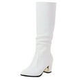 thumbnail image 1 of Winter Wide Calf Knee High Boots Faux Suede Chunky Heel Square Toe Side Zipper Women's Shoes, 1 of 8