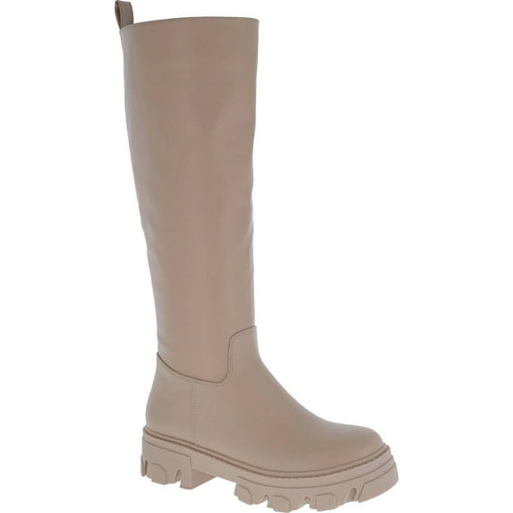 Women's Fashion Knee High Boots Platform Chunky Heel Lug Sole Boot Pull On Riding Boots